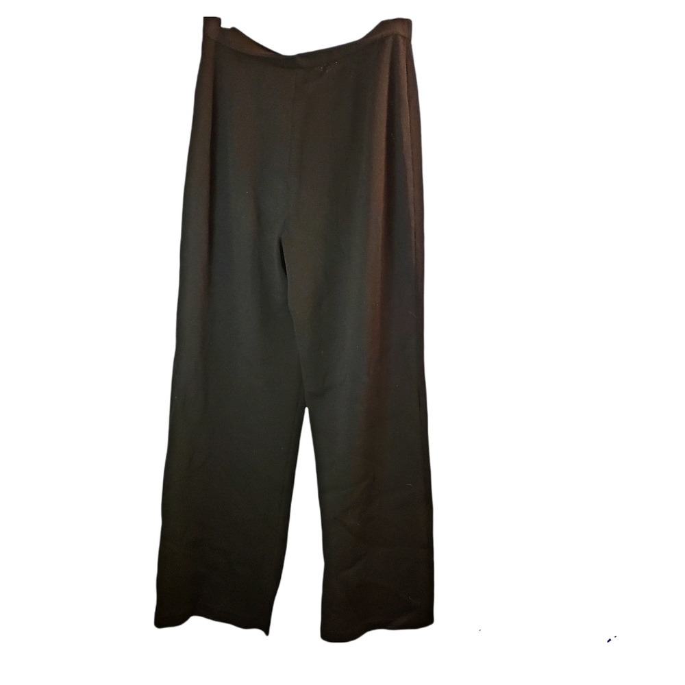 St John Caviar 10 Black Knit Stretch waist Wide Leg Pants Very good condition